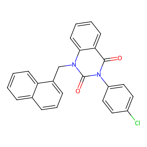 3-(4-chlorophenyl)-1-(naphthalen-1-ylmethyl)quinazoline-2,4(1H,3H)-dione structure