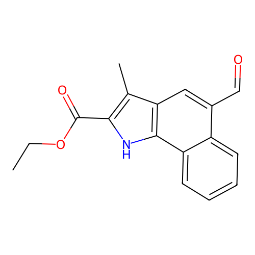Ethyl 5-formyl-3-methyl-1H-benzo[g]indole-2-carboxylate structure