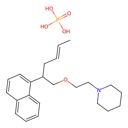 Piperidine, 1-(2-(2-(1-naphthyl)-4-hexenyloxy)ethyl)-, phosphate structure