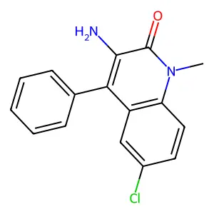 3-Amino-6-chloro-1-methyl-4-phenylcarbostyril structure