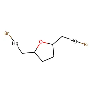 Bromo-[[5-(bromomercuriomethyl)oxolan-2-yl]methyl]mercury structure