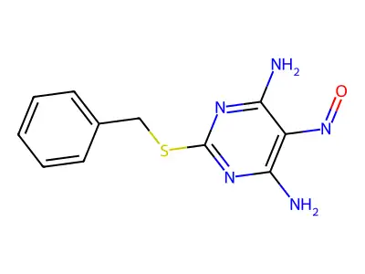6-Amino-2-(benzylsulfanyl)-5-nitrosopyrimidin-4-ylamine structure
