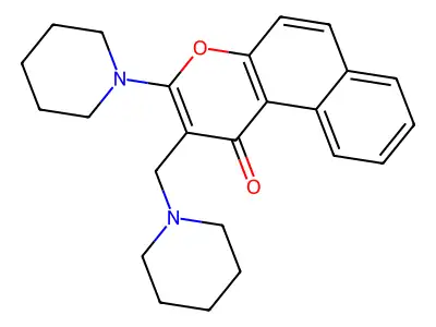 1H-Naphtho(2,1-b)pyran-1-one, 3-(1-piperidinyl)-2-(1-piperidinylmethyl)- structure