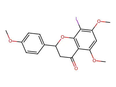 4h-1-Benzopyran-4-one,2,3-dihydro-8-iodo-5,7-dimethoxy-2-(4-methoxyphenyl)- structure