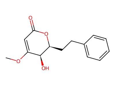 5-hydroxy-4-methoxy-6-(2-phenylethyl)-5,6-dihydro-2H-pyran-2-one structure