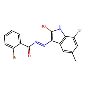2-bromo-N'-(7-bromo-5-methyl-2-oxoindol-3-yl)benzohydrazide structure