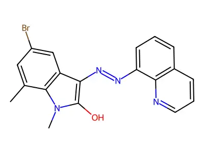 5-Bromo-1,7-dimethyl-3-(quinolin-8-yldiazenyl)indol-2-ol structure