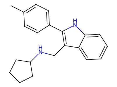 1H-Indole-3-methanamine, N-cyclopentyl-2-(4-methylphenyl)- structure
