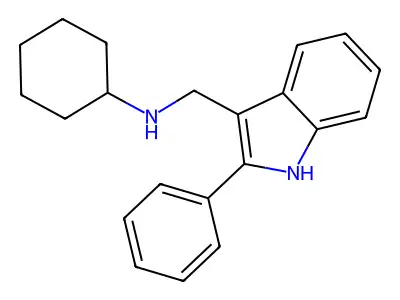 1H-Indole-3-methanamine, N-cyclohexyl-2-phenyl- structure