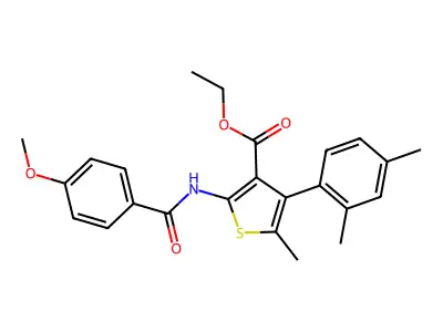 ethyl 4-(2,4-dimethylphenyl)-2-[(4-methoxybenzoyl)amino]-5-methyl-3-thiophenecarboxylate structure
