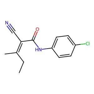 N-(4-chlorophenyl)-2-cyano-3-methyl-2-pentenamide structure