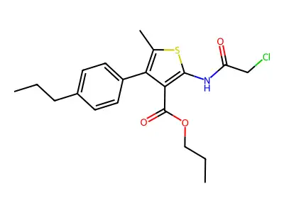 propyl 2-[(chloroacetyl)amino]-5-methyl-4-(4-propylphenyl)-3-thiophenecarboxylate structure