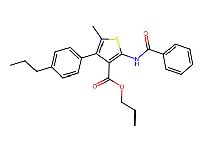 Propyl 2-benzamido-5-methyl-4-(4-propylphenyl)thiophene-3-carboxylate structure