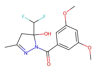 [5-(difluoromethyl)-5-hydroxy-3-methyl-4H-pyrazol-1-yl]-(3,5-dimethoxyphenyl)methanone structure