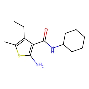 2-amino-N-cyclohexyl-4-ethyl-5-methylthiophene-3-carboxamide structure