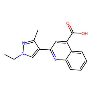 2-(1-ethyl-3-methyl-1H-pyrazol-4-yl)quinoline-4-carboxylic acid structure