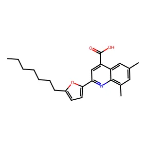 2-(5-Heptylfuran-2-yl)-6,8-dimethylquinoline-4-carboxylic acid structure
