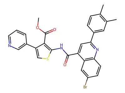 methyl 2-({[6-bromo-2-(3,4-dimethylphenyl)quinolin-4-yl]carbonyl}amino)-4-(pyridin-3-yl)thiophene-3-carboxylate structure