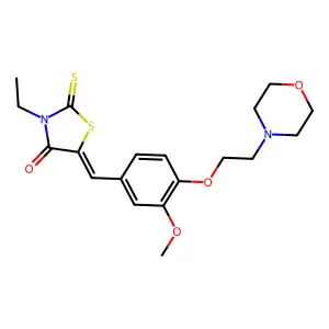 (5E)-3-ethyl-5-[[3-methoxy-4-(2-morpholin-4-ylethoxy)phenyl]methylidene]-2-sulfanylidene-1,3-thiazolidin-4-one structure