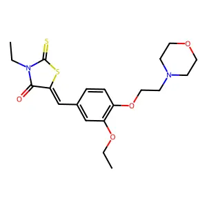 (5E)-5-[[3-ethoxy-4-(2-morpholin-4-ylethoxy)phenyl]methylidene]-3-ethyl-2-sulfanylidene-1,3-thiazolidin-4-one structure