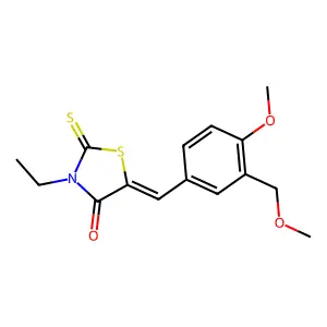 (5Z)-3-ethyl-5-[[4-methoxy-3-(methoxymethyl)phenyl]methylidene]-2-sulfanylidene-1,3-thiazolidin-4-one structure