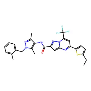 N-[3,5-dimethyl-1-(2-methylbenzyl)-1H-pyrazol-4-yl]-5-(5-ethyl-2-thienyl)-7-(trifluoromethyl)pyrazolo[1,5-a]pyrimidine-2-carboxamide structure
