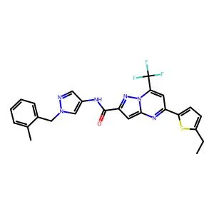 5-(5-ethyl-2-thienyl)-N-[1-(2-methylbenzyl)-1H-pyrazol-4-yl]-7-(trifluoromethyl)pyrazolo[1,5-a]pyrimidine-2-carboxamide structure