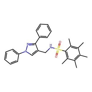 N-[(1,3-diphenylpyrazol-4-yl)methyl]-2,3,4,5,6-pentamethylbenzenesulfonamide structure