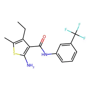 2-amino-4-ethyl-5-methyl-N-[3-(trifluoromethyl)phenyl]thiophene-3-carboxamide structure