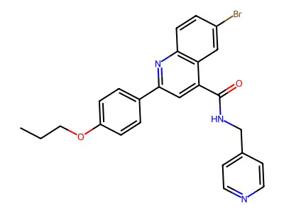 6-bromo-2-(4-propoxyphenyl)-N-(pyridin-4-ylmethyl)quinoline-4-carboxamide structure