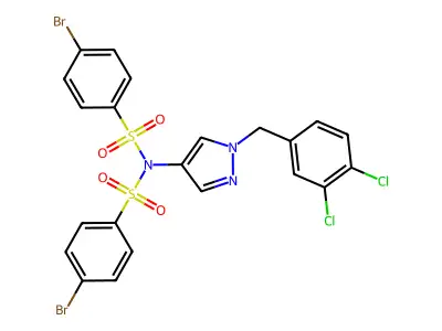4-bromo-N-(4-bromophenyl)sulfonyl-N-[1-[(3,4-dichlorophenyl)methyl]pyrazol-4-yl]benzenesulfonamide structure