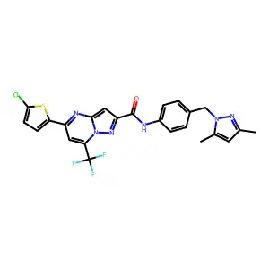 5-(5-chlorothiophen-2-yl)-N-[4-[(3,5-dimethylpyrazol-1-yl)methyl]phenyl]-7-(trifluoromethyl)pyrazolo[1,5-a]pyrimidine-2-carboxamide structure