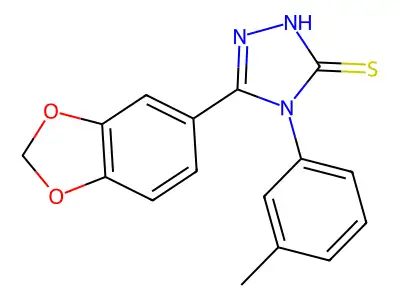 3-(1,3-benzodioxol-5-yl)-4-(3-methylphenyl)-1H-1,2,4-triazole-5-thione structure