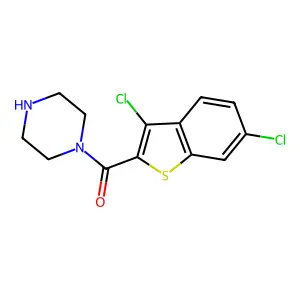 1-[(3,6-Dichloro-1-benzothien-2-yl)carbonyl]piperazine structure