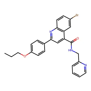 6-bromo-2-(4-propoxyphenyl)-N-(pyridin-2-ylmethyl)quinoline-4-carboxamide structure