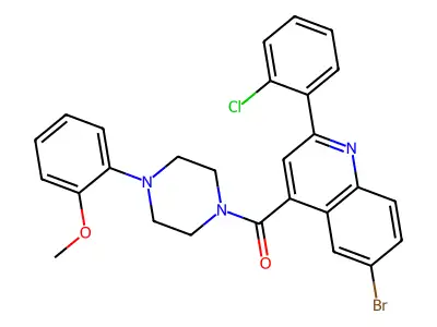 [6-bromo-2-(2-chlorophenyl)quinolin-4-yl]-[4-(2-methoxyphenyl)piperazin-1-yl]methanone structure