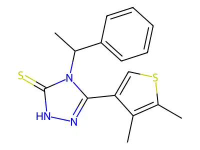 3-(4,5-dimethylthiophen-3-yl)-4-(1-phenylethyl)-1H-1,2,4-triazole-5-thione structure
