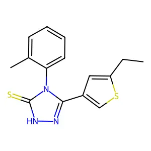 3-(5-ethylthiophen-3-yl)-4-(2-methylphenyl)-1H-1,2,4-triazole-5-thione structure