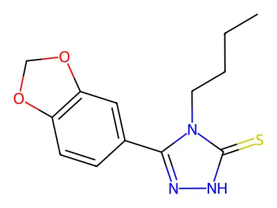 3-(1,3-benzodioxol-5-yl)-4-butyl-1H-1,2,4-triazole-5-thione structure