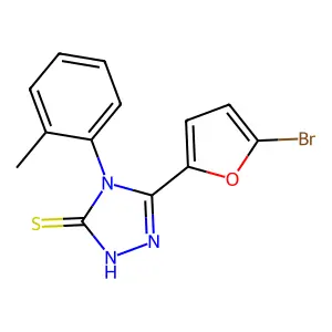 3-(5-bromofuran-2-yl)-4-(2-methylphenyl)-1H-1,2,4-triazole-5-thione structure