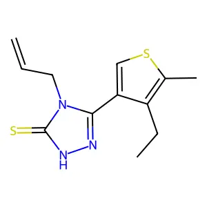 4-allyl-5-(4-ethyl-5-methylthien-3-yl)-4H-1,2,4-triazole-3-thiol structure