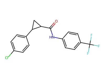 2-(4-chlorophenyl)-N-[4-(trifluoromethyl)phenyl]cyclopropanecarboxamide structure