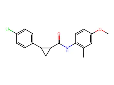 2-(4-chlorophenyl)-N-(4-methoxy-2-methylphenyl)cyclopropanecarboxamide structure