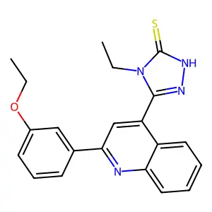 3-[2-(3-ethoxyphenyl)quinolin-4-yl]-4-ethyl-1H-1,2,4-triazole-5-thione structure