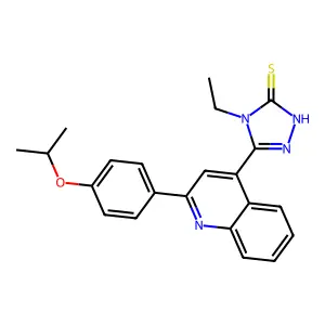 4-ethyl-5-[2-(4-isopropoxyphenyl)-4-quinolinyl]-4H-1,2,4-triazol-3-yl hydrosulfide structure