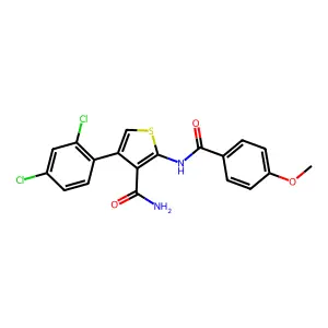4-(2,4-Dichlorophenyl)-2-[(4-methoxybenzoyl)amino]-3-thiophenecarboxamide structure