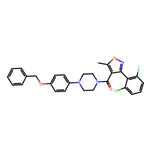 [3-(2-chloro-6-fluorophenyl)-5-methyl-1,2-oxazol-4-yl]-[4-(4-phenylmethoxyphenyl)piperazin-1-yl]methanone structure
