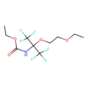 Ethyl [2-(2-ethoxyethoxy)-1,1,1,3,3,3-hexafluoropropan-2-yl]carbamate structure