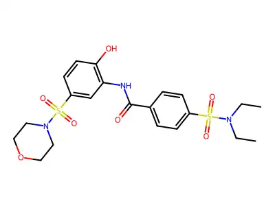 4-(diethylsulfamoyl)-N-(2-hydroxy-5-morpholin-4-ylsulfonylphenyl)benzamide structure
