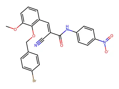 3-[2-[(4-bromophenyl)methoxy]-3-methoxyphenyl]-2-cyano-N-(4-nitrophenyl)prop-2-enamide structure